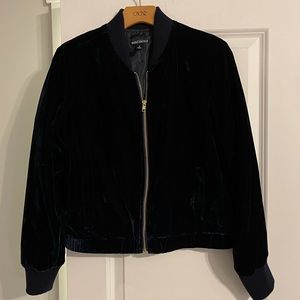 JCrew factory navy, velvet Bomber jacket.
